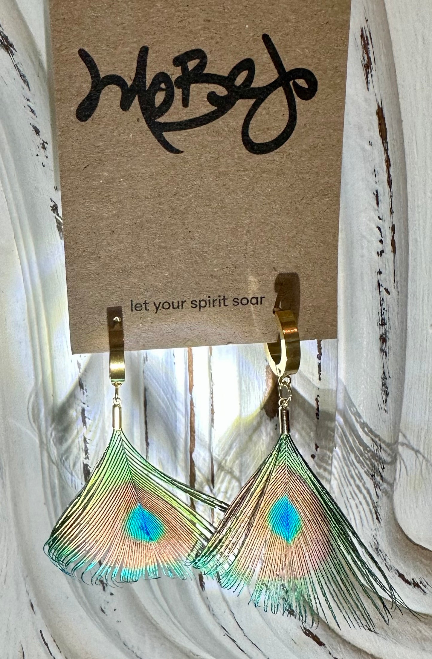 Mini Peacock Eye Feather Earrings - Cruelty Free