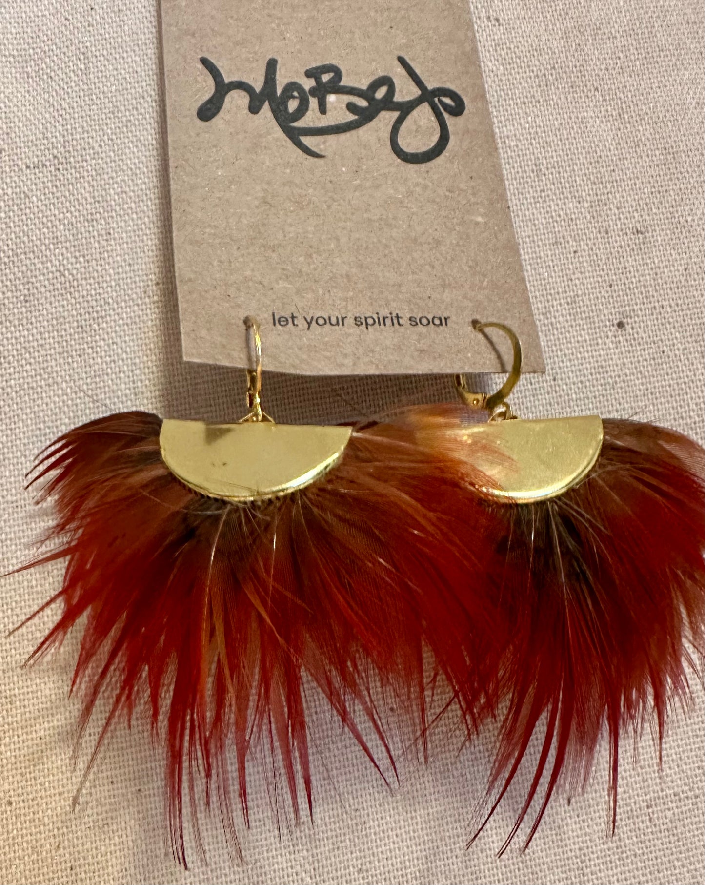 Extra Large Chinese Golden Red Pheasant Feather Earrings - Cruelty Free