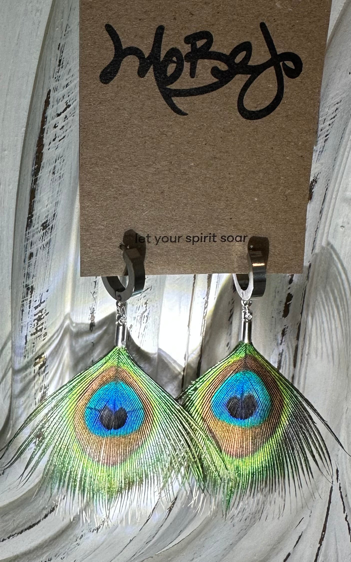 Mini Peacock Eye Feather Earrings - Cruelty Free