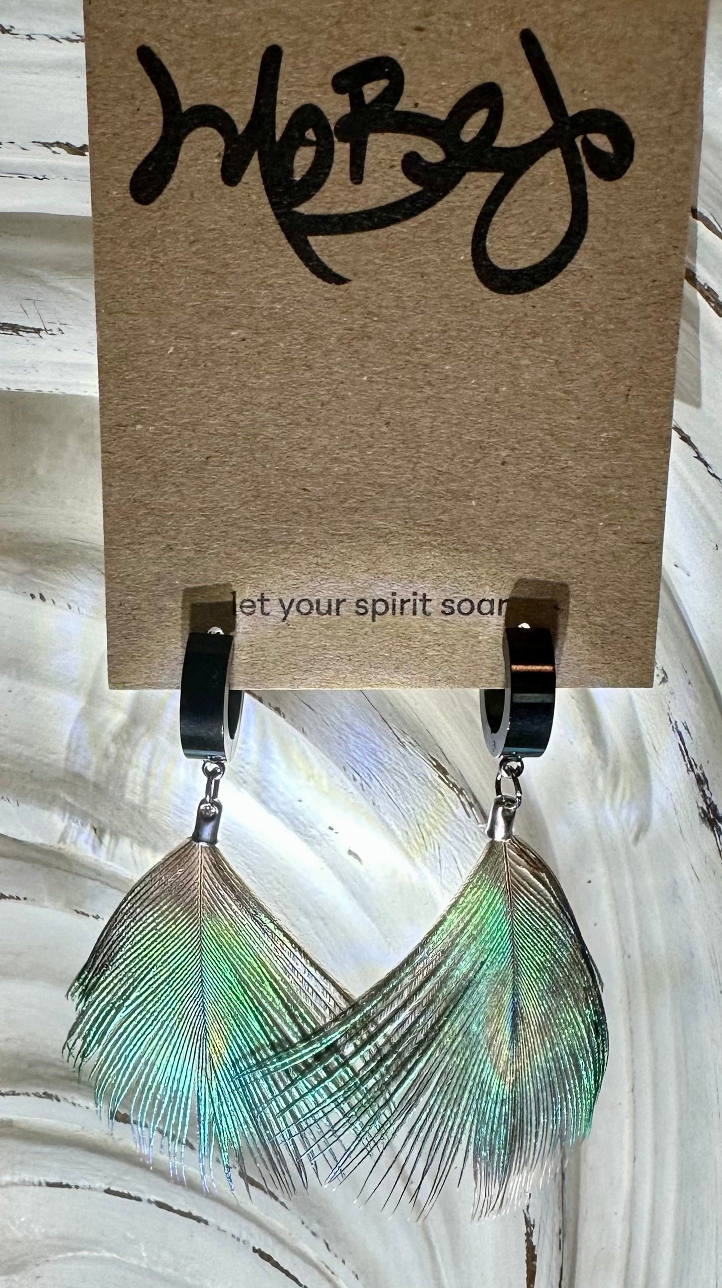 Mini Peacock Eye Feather Earrings - Cruelty Free