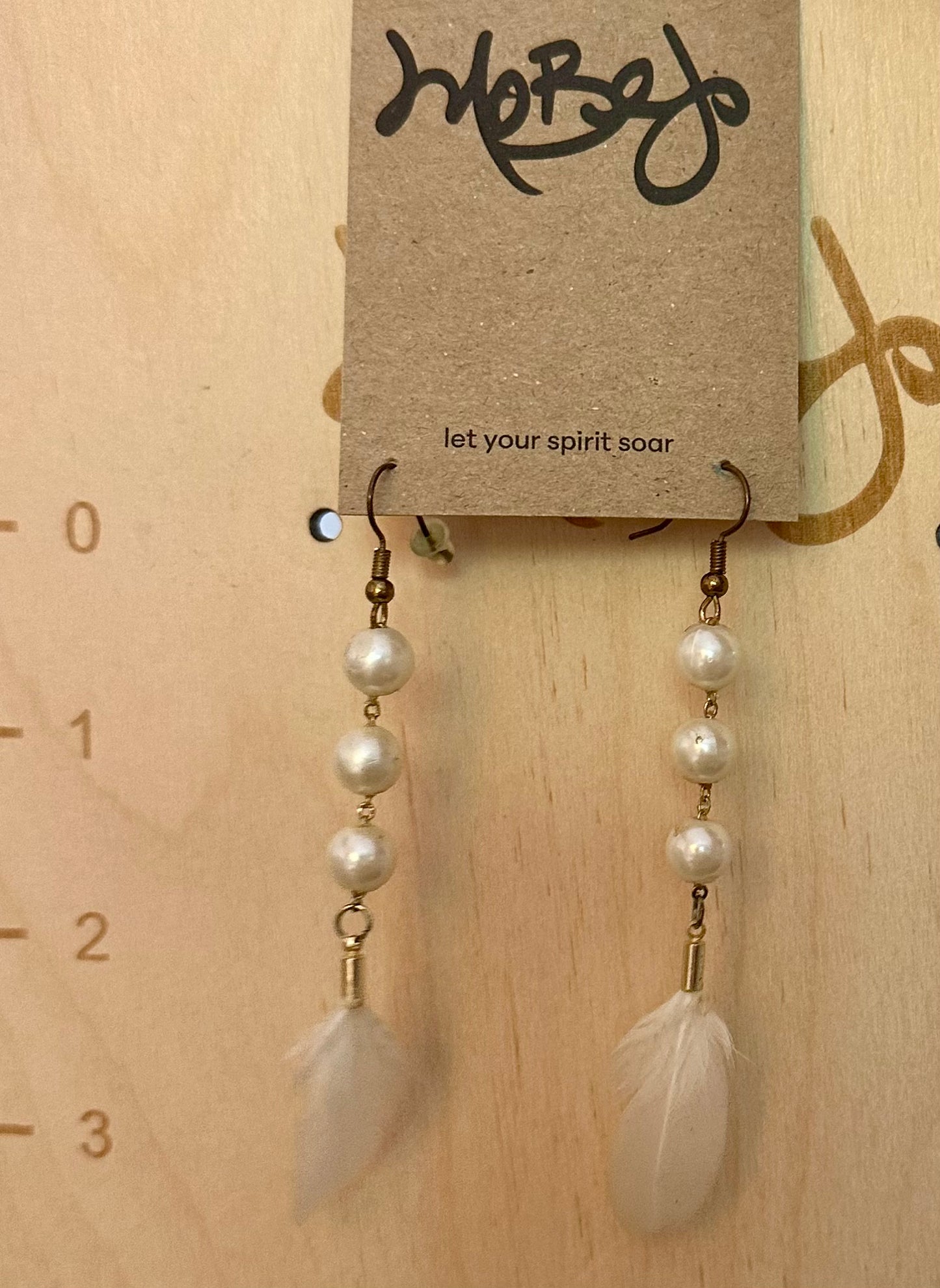 White Dove Feather & Pearl Earrings - Cruelty Free