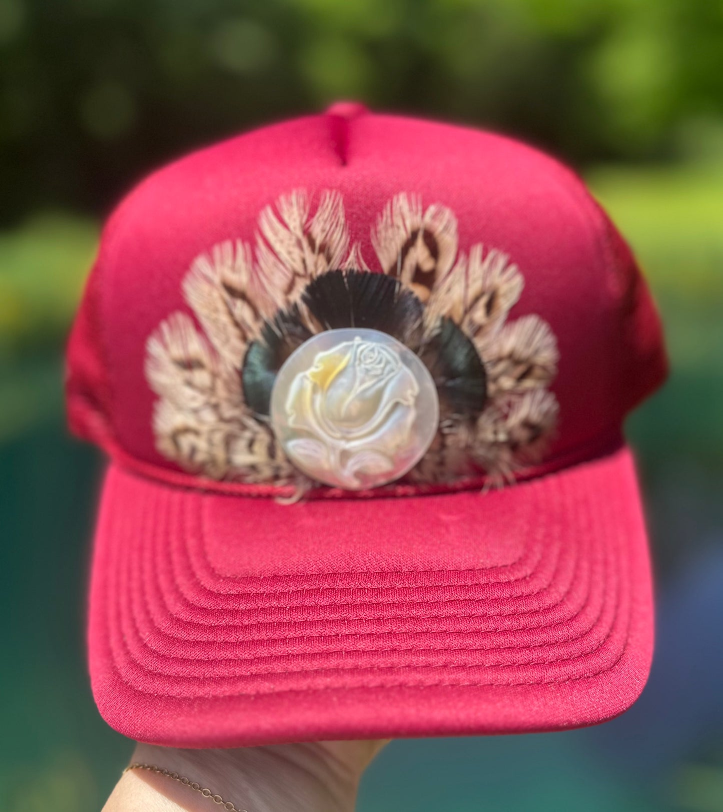 Pheasant Feather Trucker Hat - Cruelty Free