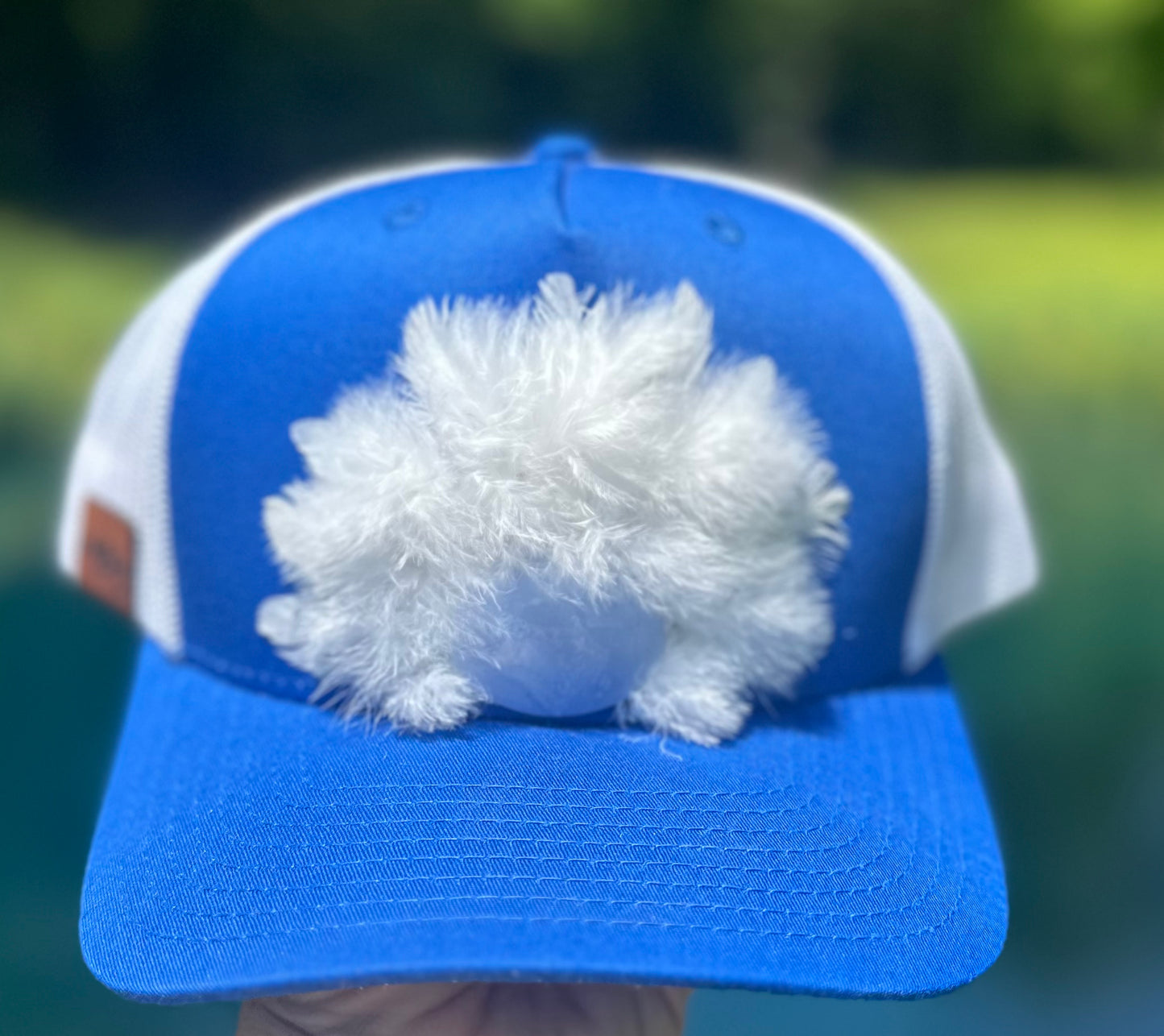 White Dove & Peacock Feather Trucker Hat - Cruelty Free