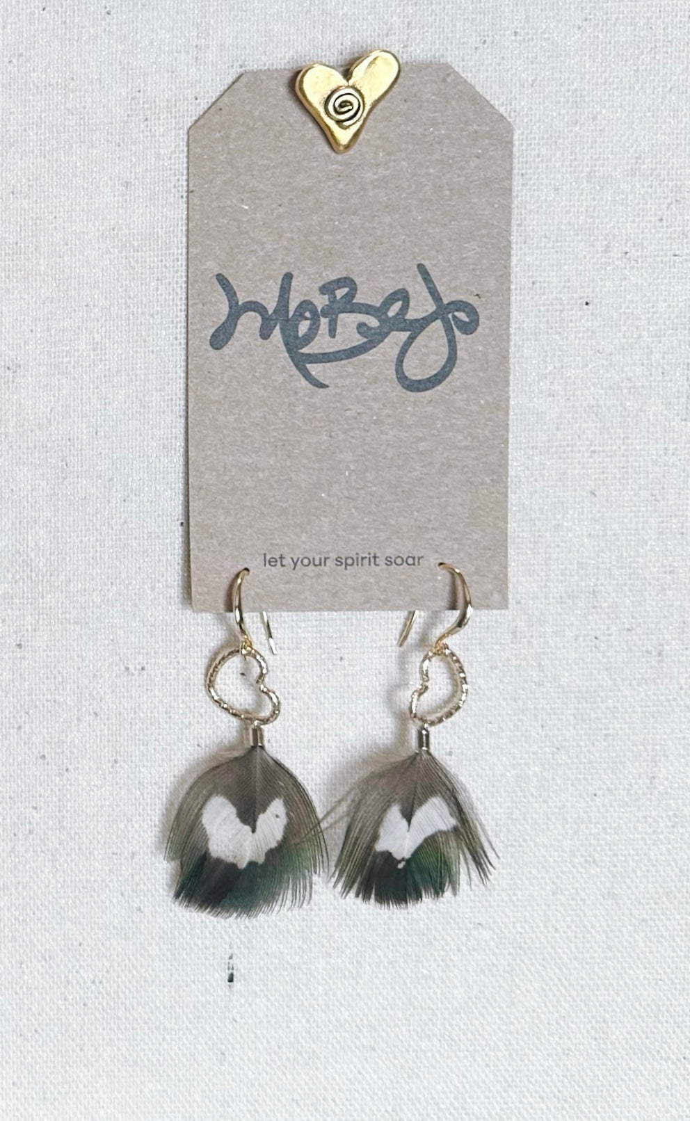 Sweet Hearts in Peacock Feather Earrings - Cruelty Free