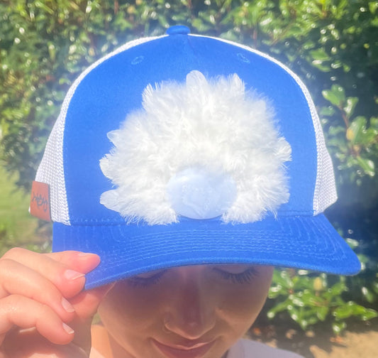 White Dove & Peacock Feather Trucker Hat - Cruelty Free