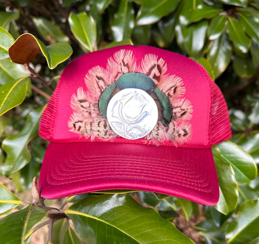 Pheasant Feather Trucker Hat - Cruelty Free