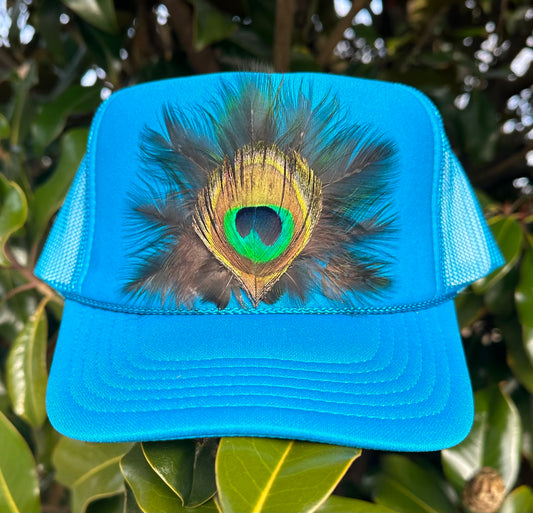 Peacock Feather Trucker Hat - Cruelty Free
