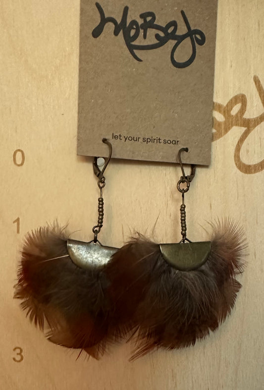 Chinese Golden Red Pheasant Feather Earrings - Cruelty Free