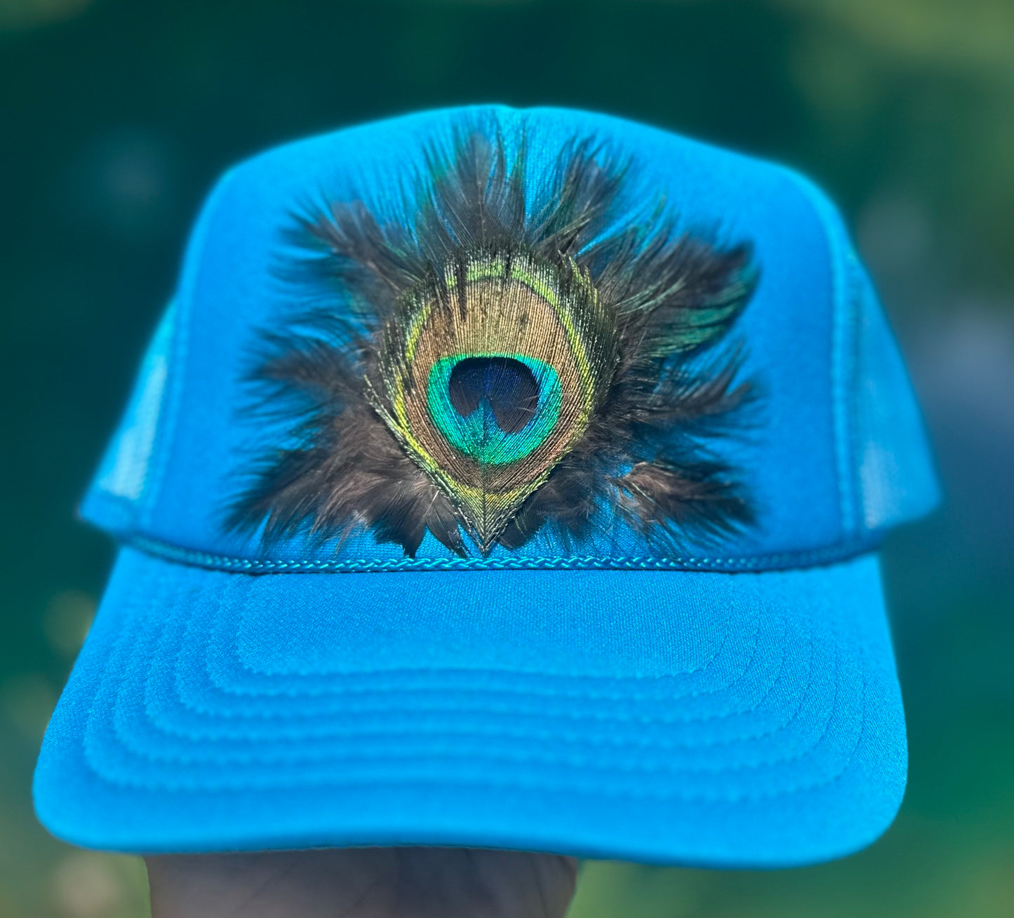 Peacock Feather Trucker Hat - Cruelty Free