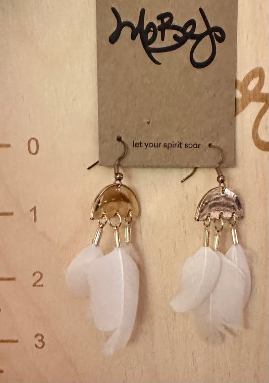 White Dove Feather Earrings - Cruelty Free