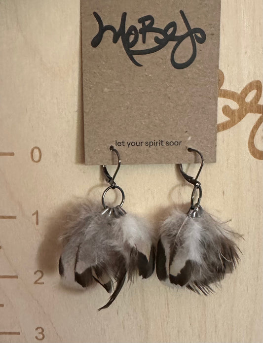 Neutral Peacock Feather Earrings - Cruelty Free