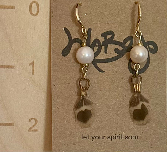 Ringneck Pheasant Hen Heart Feather Earrings - Cruelty Free