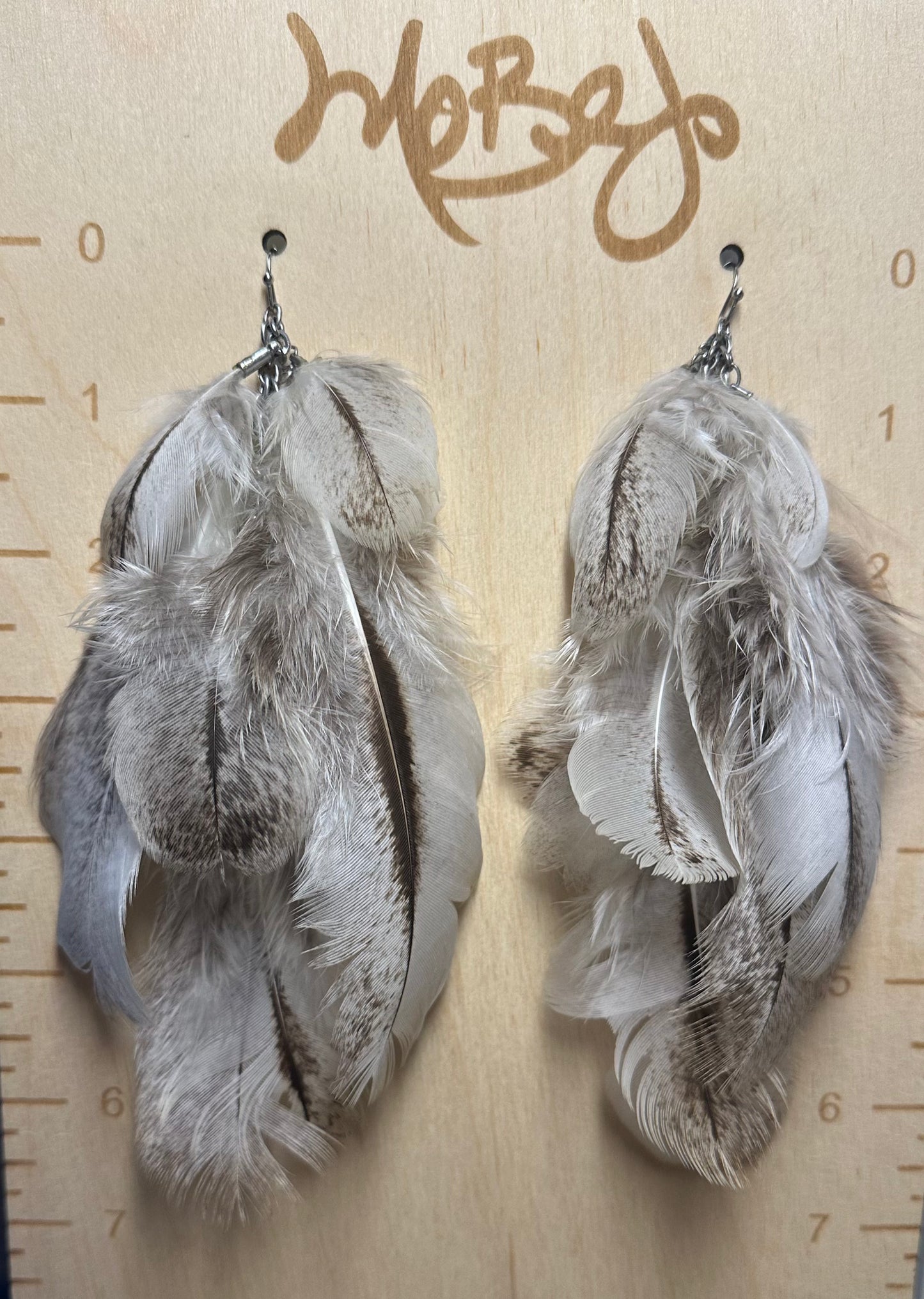 Black Shoulder Peahen Feather Earrings - Cruelty Free