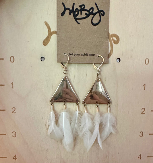 White Dove Feather Earrings - Cruelty Free