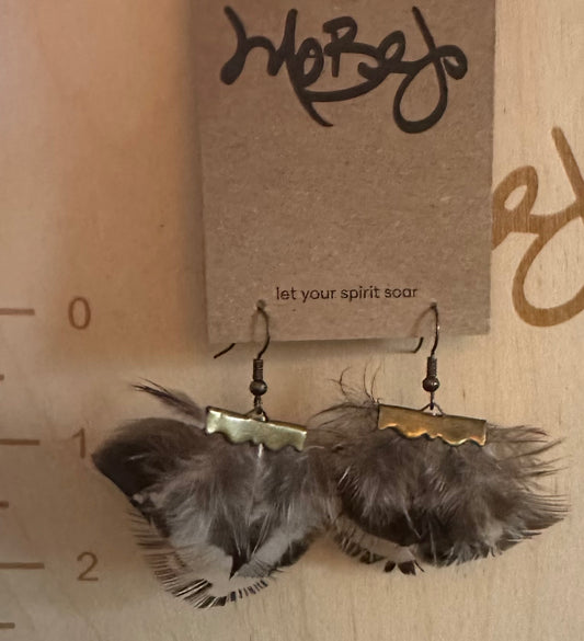 Black & White Peacock Feather Earrings - Cruelty Free