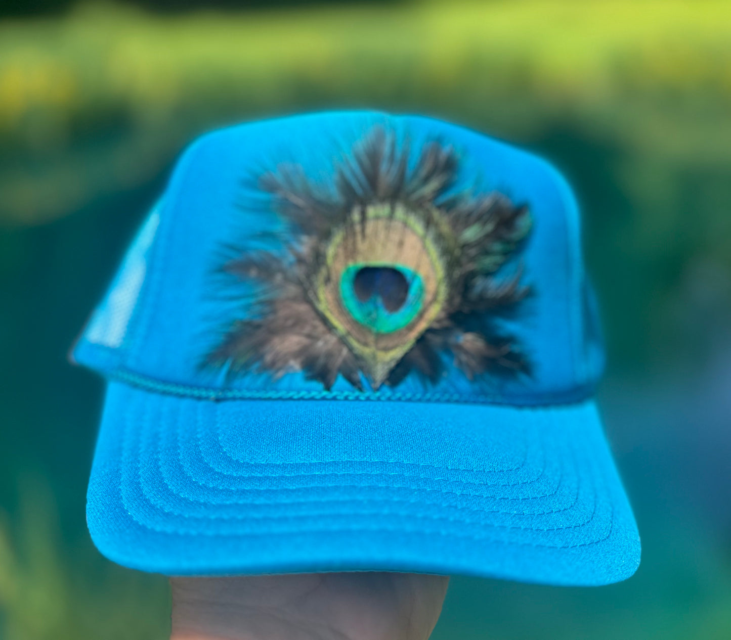 Peacock Feather Trucker Hat - Cruelty Free
