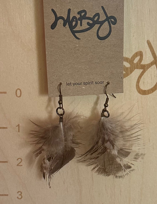 Neutral Peacock Feather Earrings - Cruelty Free