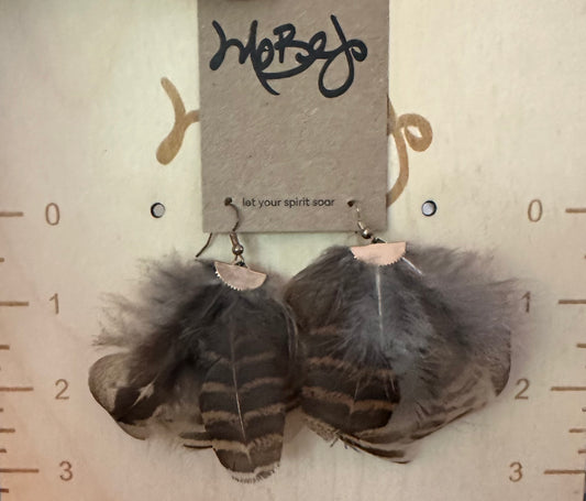 Pheasant Hen Feather Earrings - Cruelty Free