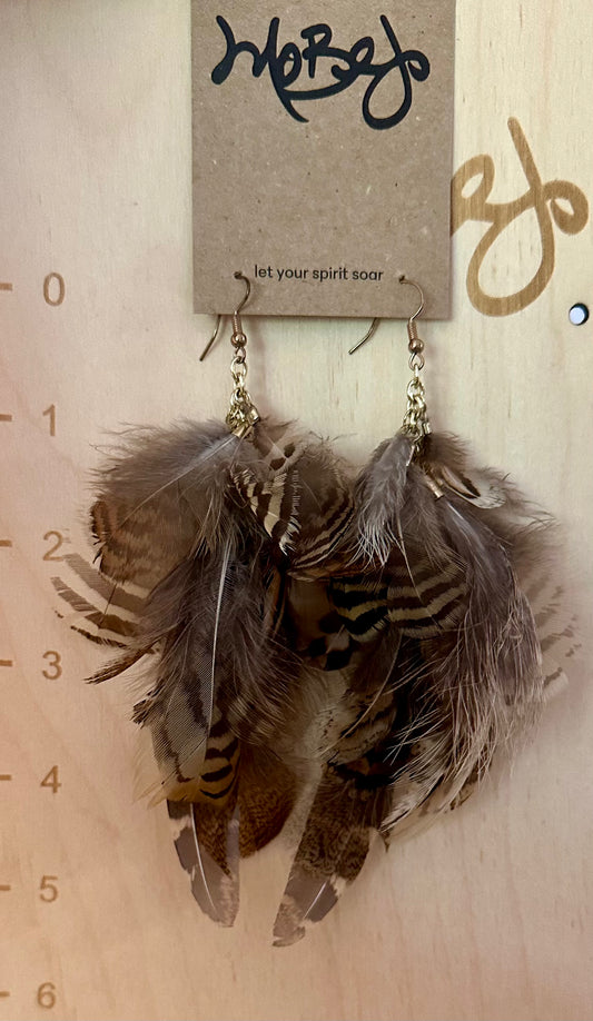 Pheasant Hen Feather Earrings - Cruelty Free